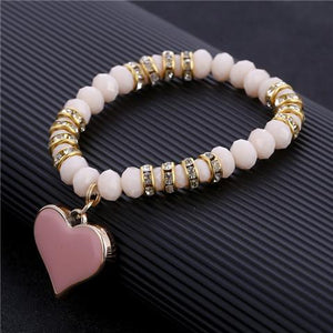 Romantic Pink Heart Charm Bracelet