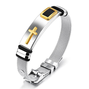Stainless Steel Gold Cross Bracelet