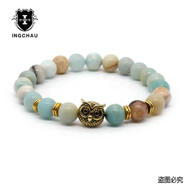 Owl Head Bracelet with Gold Accents